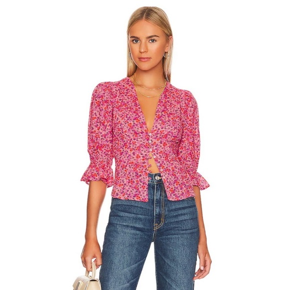 FREE PEOPLE I Found You Printed Floral Top - Picture 1 of 8